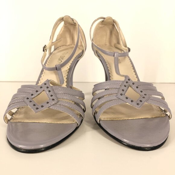 Bisou Bisou Lilac Embellished Diamond Multi-Strap Open Toe 3" Sandal Heels Sz 8‎ - Picture 2 of 16